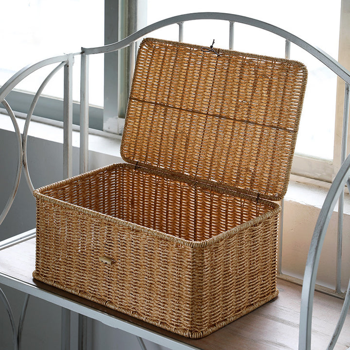 Handcrafted Wicker Storage Chest Bowlift