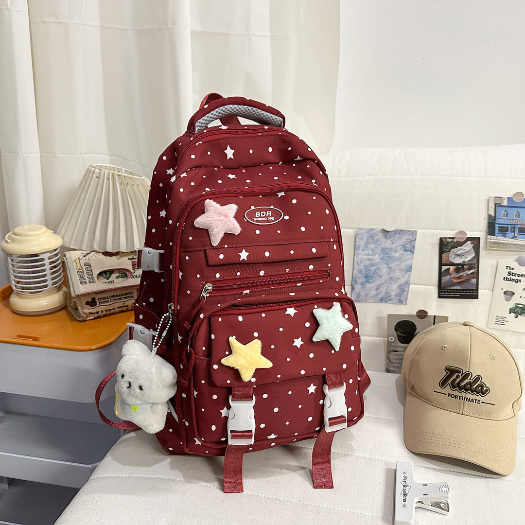 Star-Patterned Multi-Compartt Backpack Bowlift