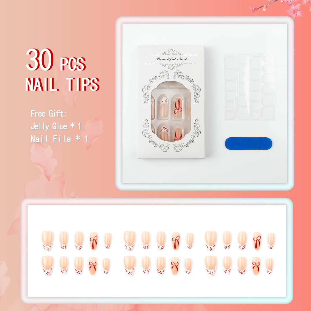 Artificial nails with festive decorations Bowlift