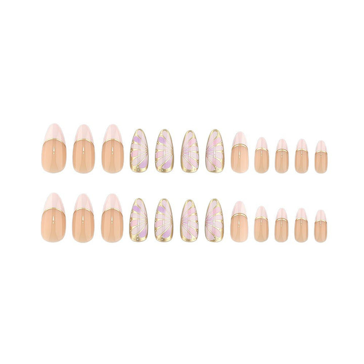 Artificial nail set with elegant geometric design Bowlift