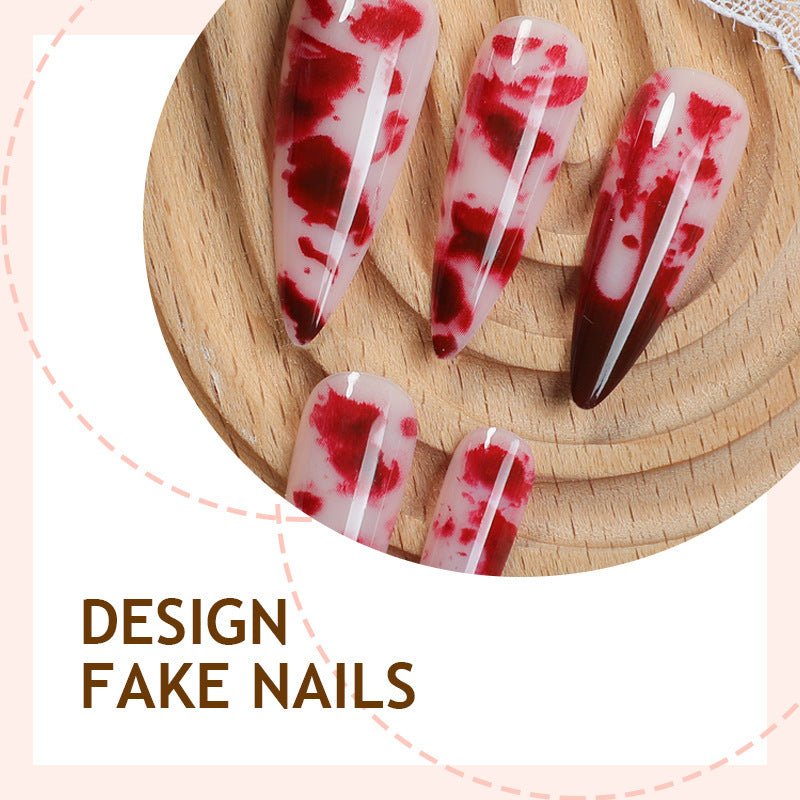 Art nail set with decorative marble pattern Bowlift