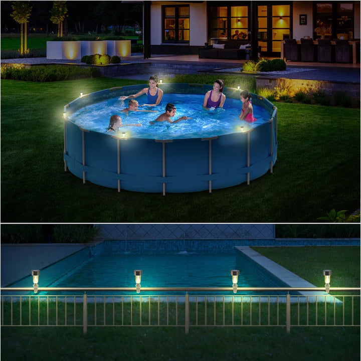 Solar-Powered LED Clip-On Above-Ground Pool Rim Lights With Waterproof Durable Mounting Bowlift