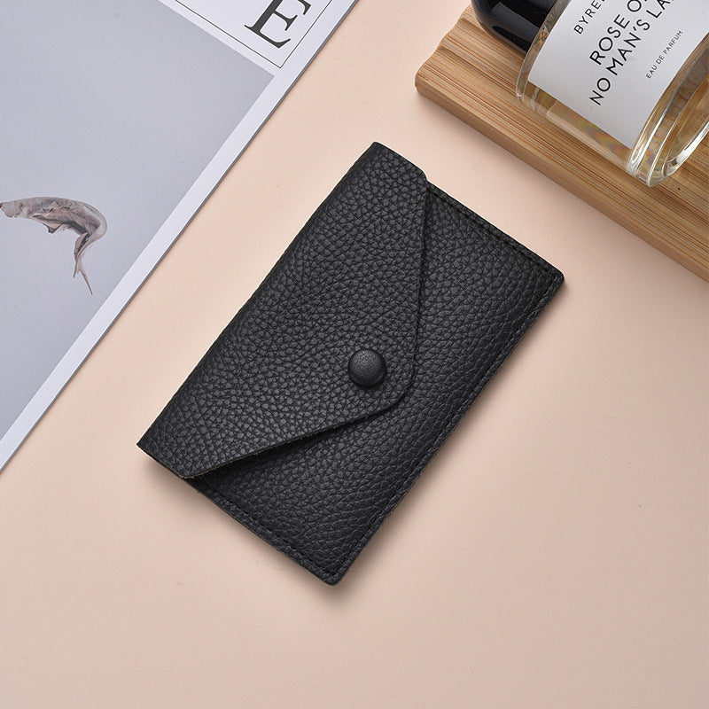 Compact Textured Leather Cardholder Bowlift