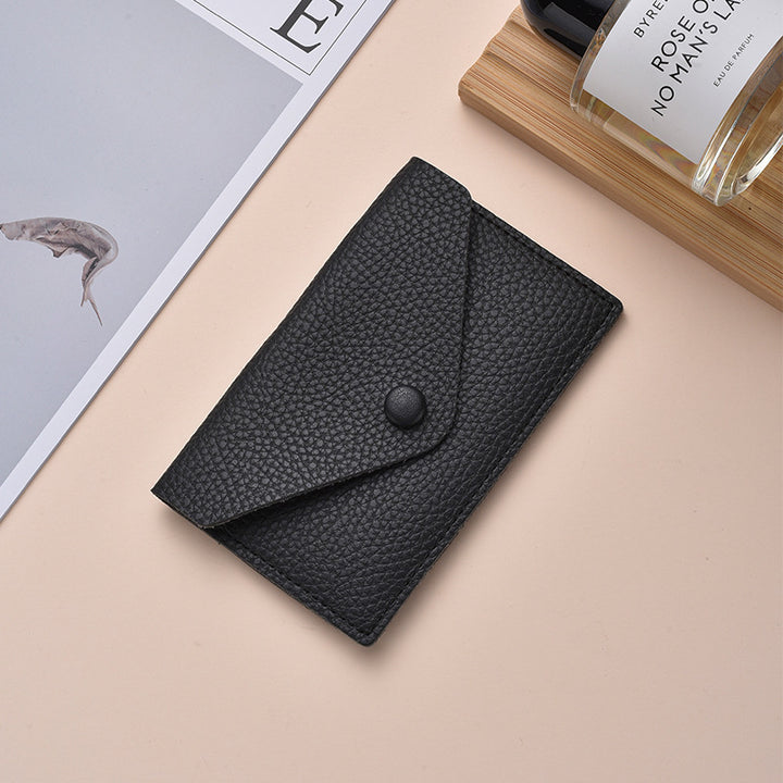 Compact Textured Leather Cardholder Bowlift