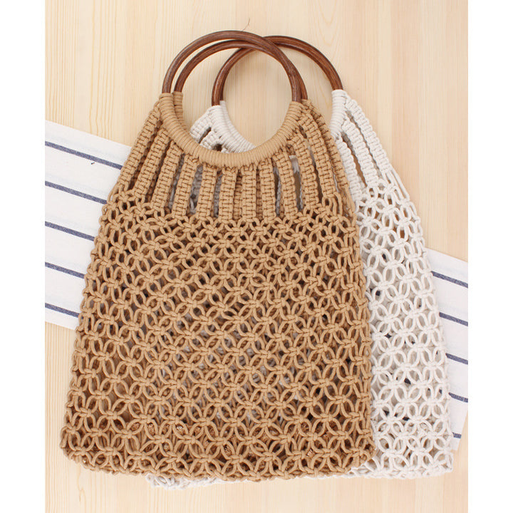Handbag with Woven Design and Inner Pocket Bowlift