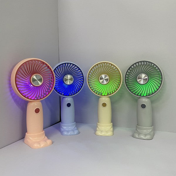Unisex Portable Handheld Fan with LED Lighting and Creative Design Bowlift