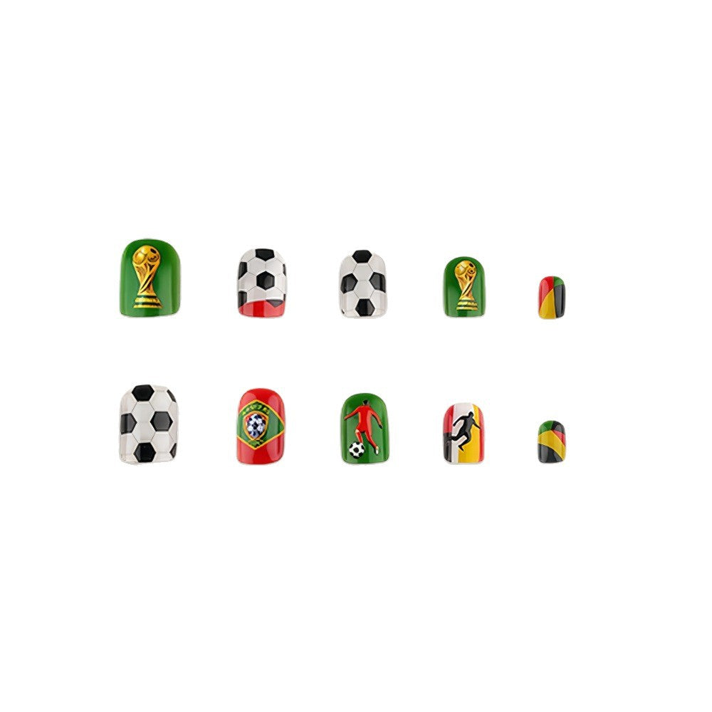 Creative Football Motif Fake Nails Bowlift
