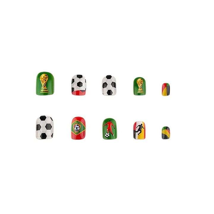 Creative Football Motif Fake Nails Bowlift