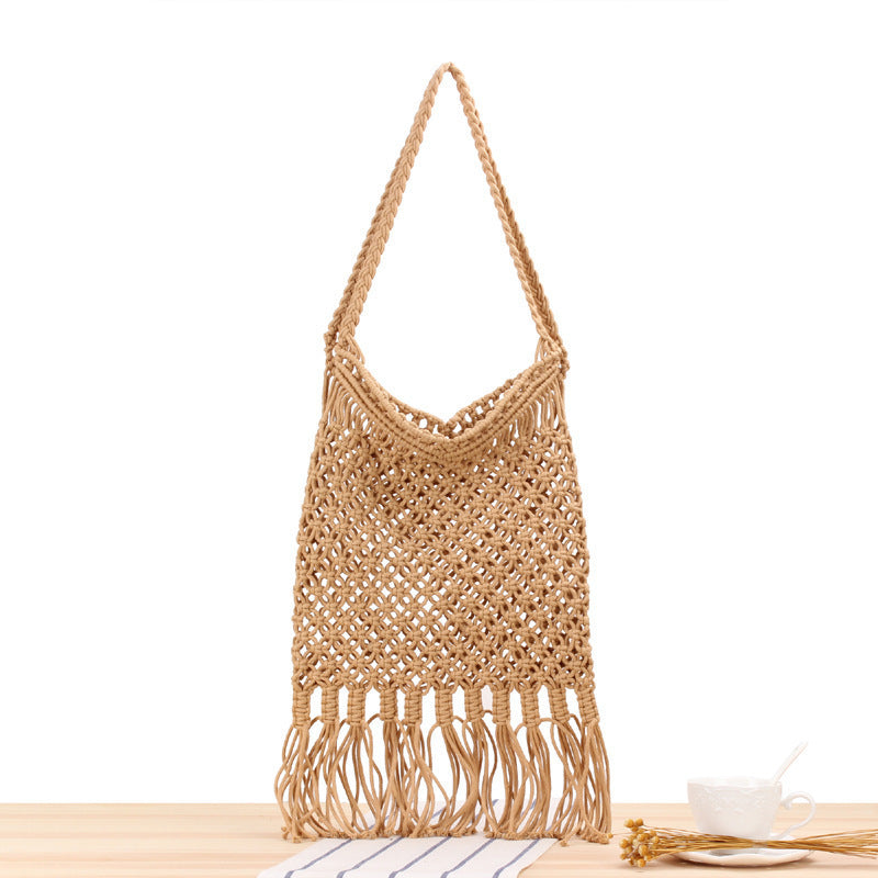 Macramé Crossbody Bag with Fringes Bowlift