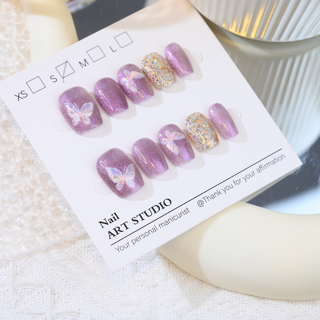 Glitter Butterfly Press-On Nail Set Bowlift