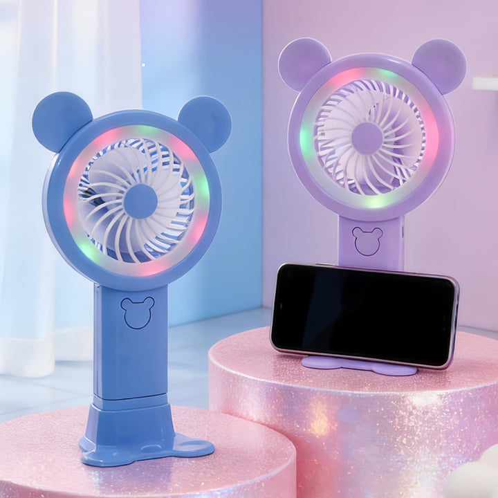 Portable LED Hand Fan with Cute Animal Design Bowlift