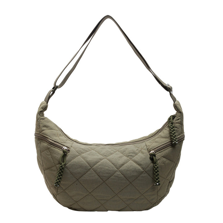 Quilted Soft Fabric Hobo Handbag Bowlift