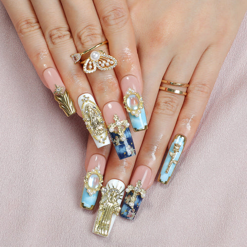 Elegant artificial nails with glamorous embellishments Bowlift