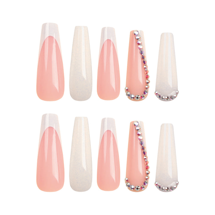 Artful nail extensions with rhinestone embellished accents Bowlift