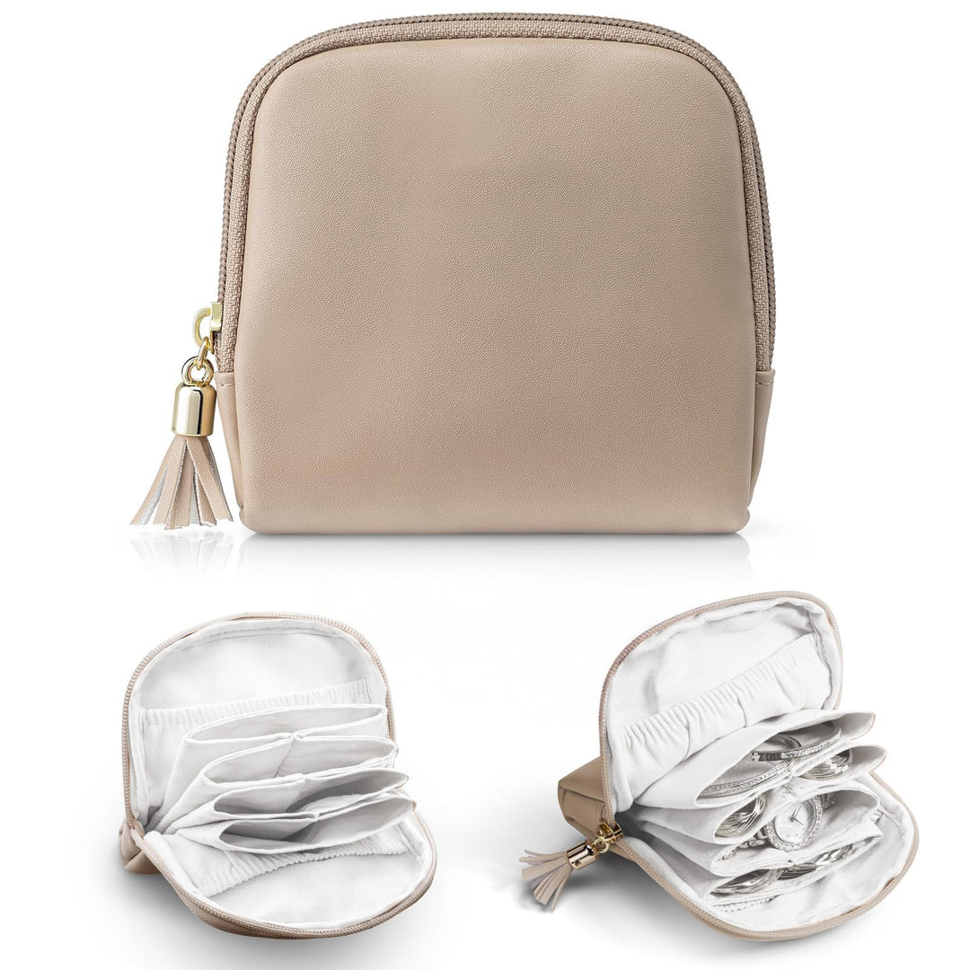 Cosmetic organizer with structured interior and elegant tassel Bowlift