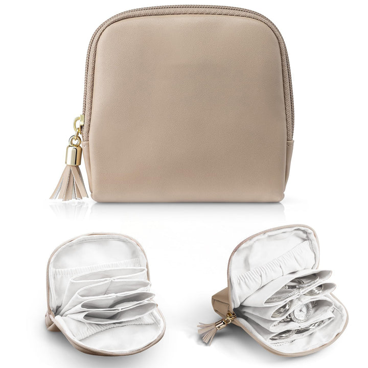Cosmetic organizer with structured interior and elegant tassel Bowlift