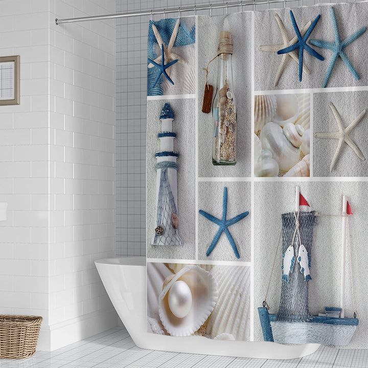 Coastal-themed Shower Curtain Bowlift
