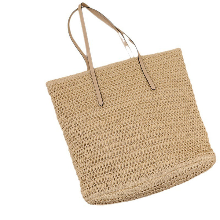 Braided shopping bag with elegant leather handles Bowlift