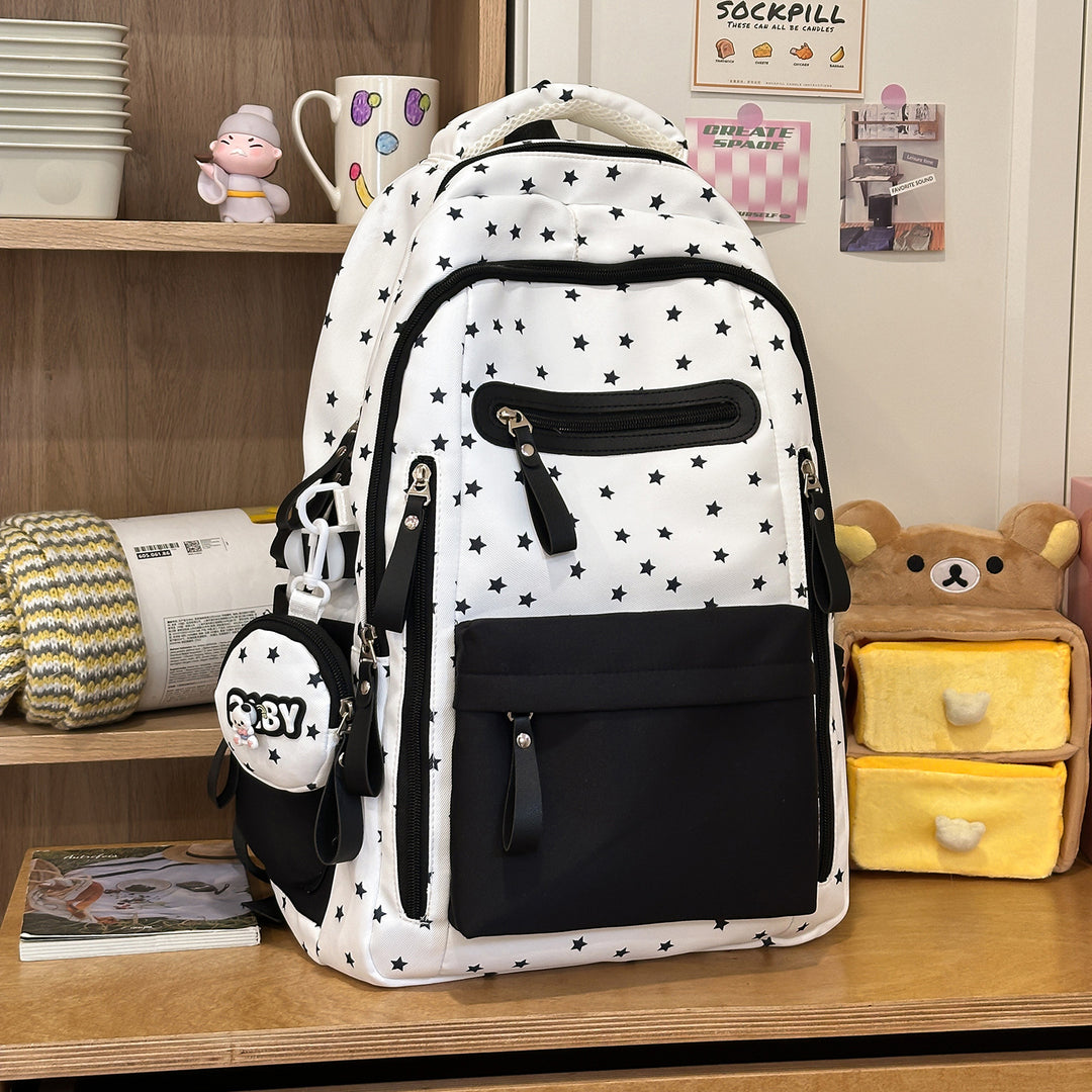 Backpack with Charming Star Applications and Practical Compartments Bowlift