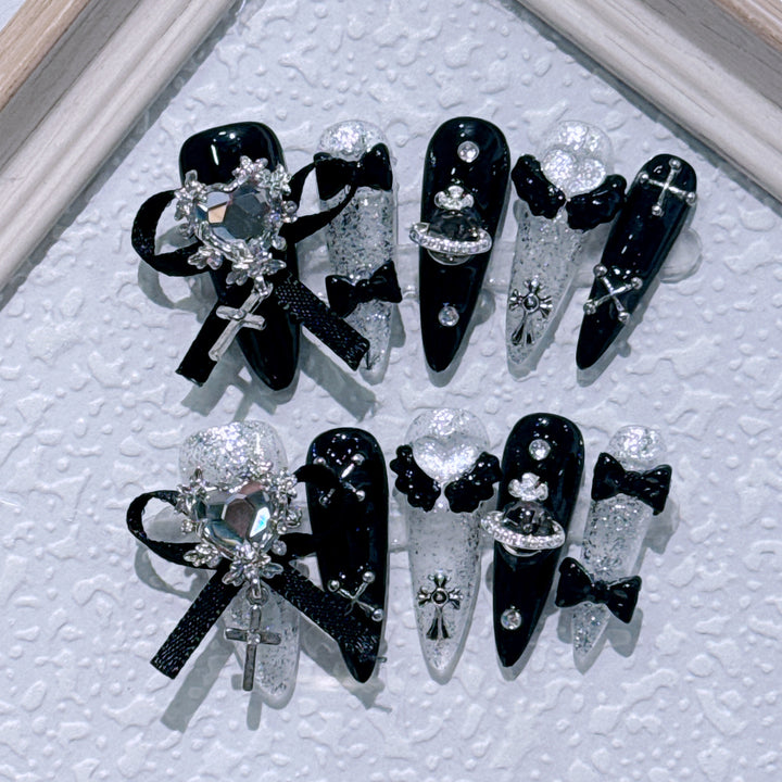 Ornate Gothic-Themed Press-On Nail Art Set