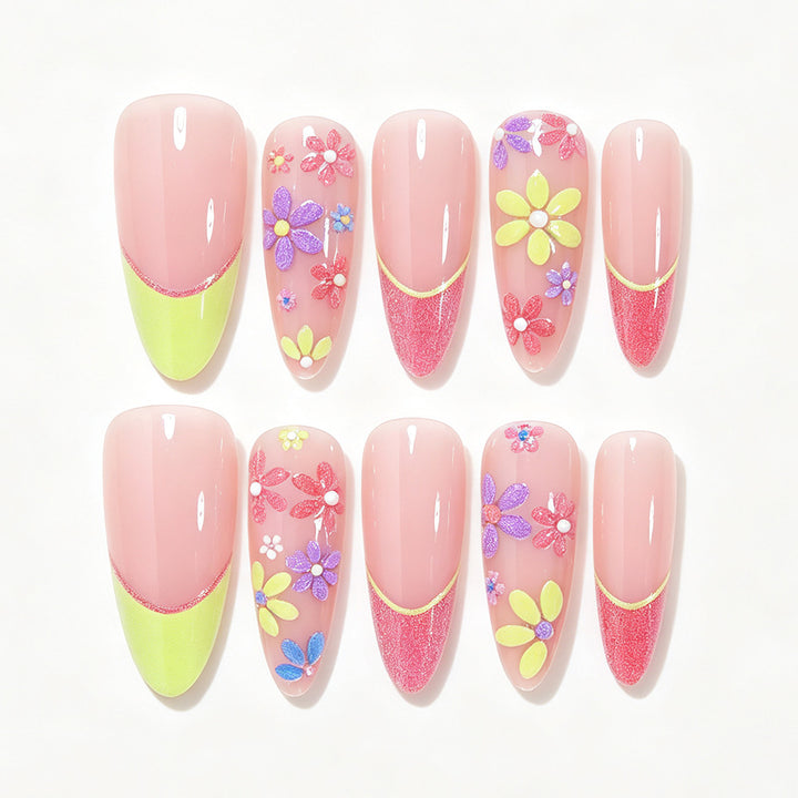 Floral Design Gel Nail Art Tips Bowlift