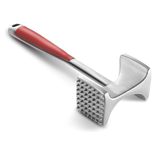 Heavy-Duty Stainless Steel Dual-Sided Meat Tenderizer with Ergonomic Non-Slip Handle Bowlift