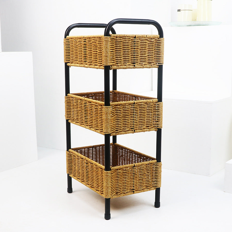 Multi-Tier Woven Storage Organizer with Metal Frame Bowlift