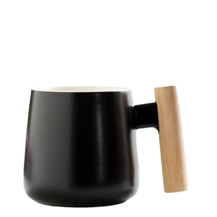 Ceramic Coffee Mug Gift Set with Bamboo Lid Ergonomic Wooden Handle and Gold Spoon Bowlift
