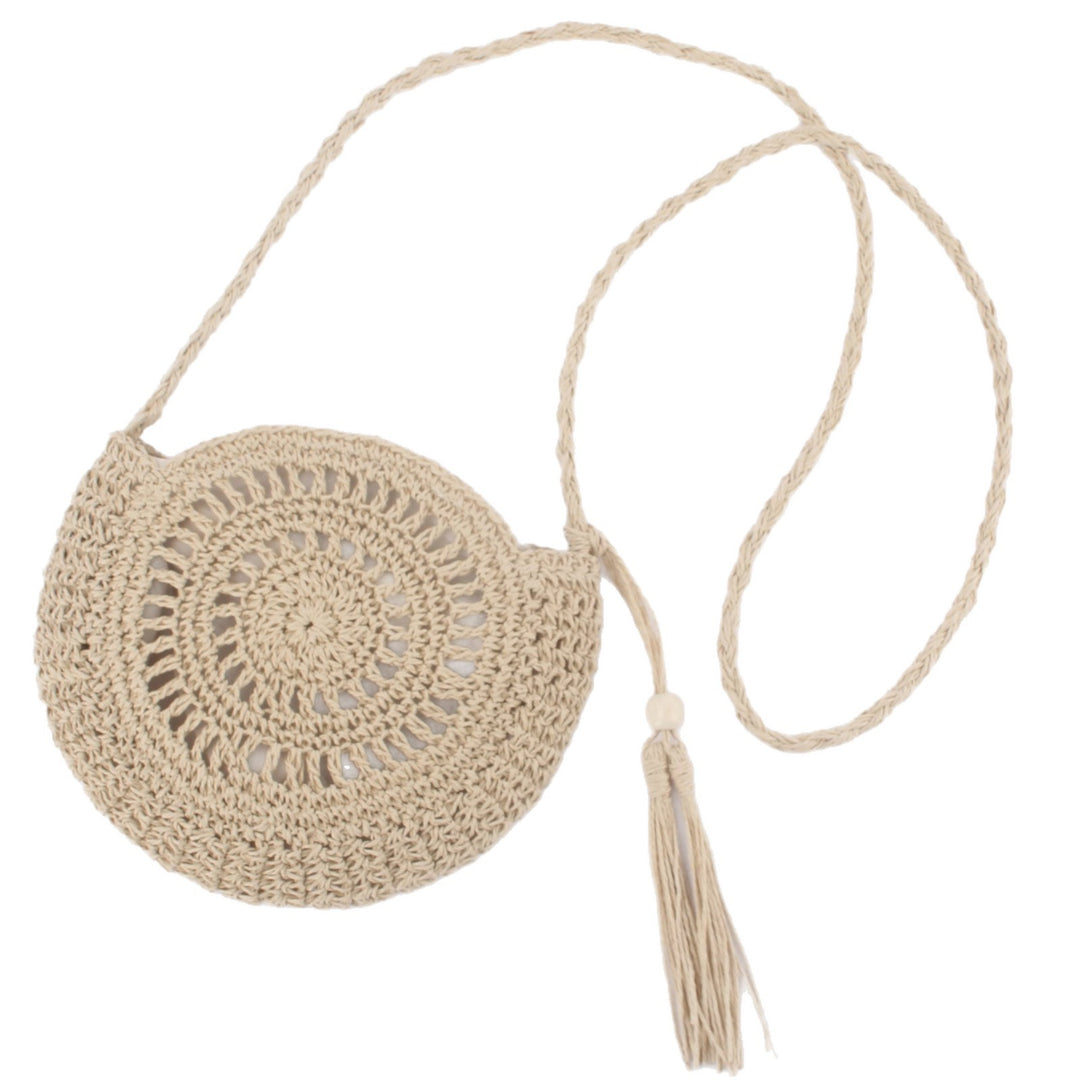 Hand-knotted round shoulder bag made of natural materials Bowlift