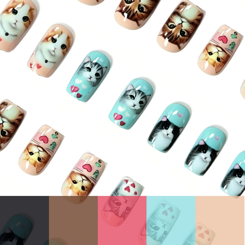 Artistic Cat-Themed Nail Extensions Bowlift