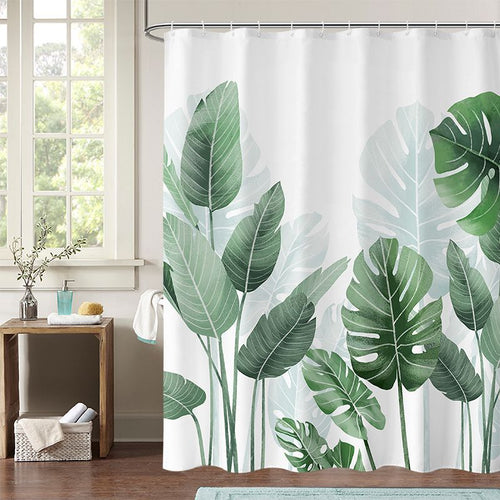 Tropical Leaf Shower Curtain Bowlift