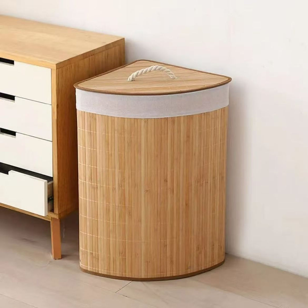 Practical Laundry Basket Made of Bamboo with Lid Bowlift