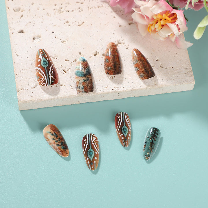 Artificial nails in ethnic design Bowlift