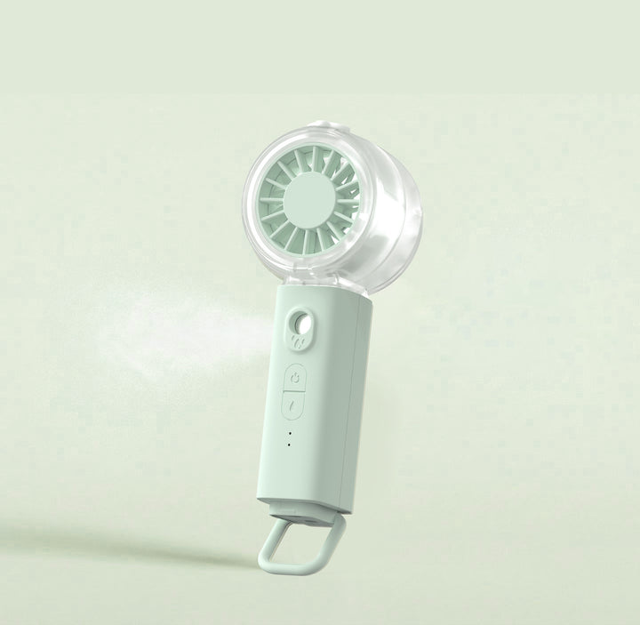 Unisex portable mini fan with spray mist function and USB battery Bowlift