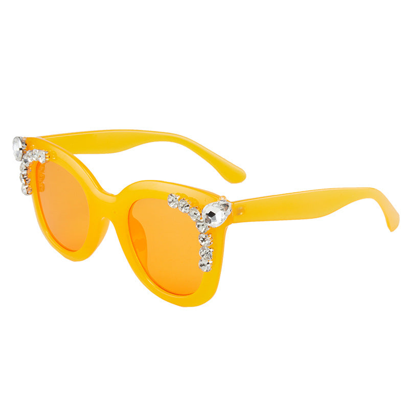 Rhinestone-Embellished Cat Eye Sunglasses