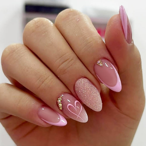 Decorative Press-On Nail Set with Elegant Gradient Designs Bowlift