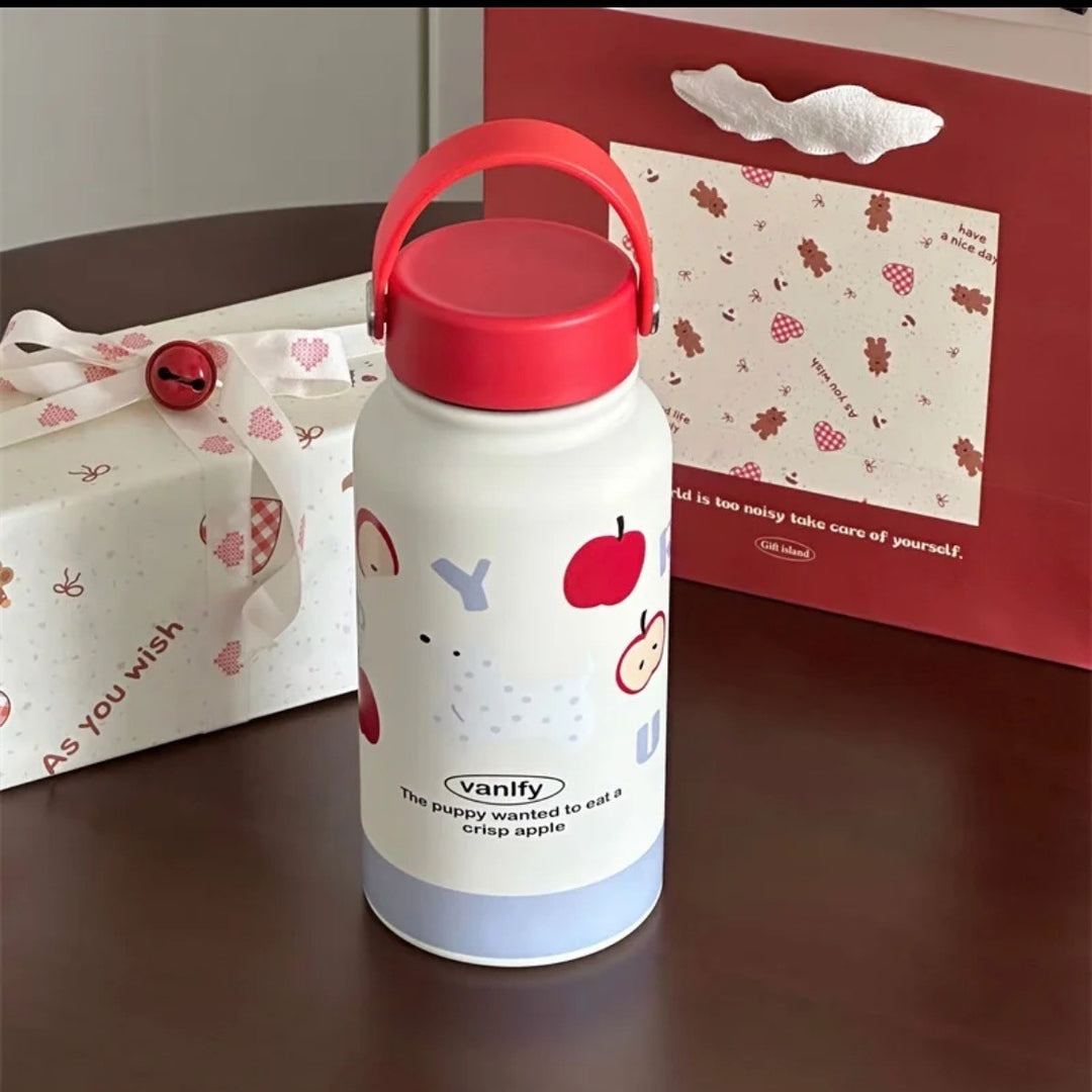 Ladies' insulation drinking bottle with creative animal design and practical flip lid Bowlift