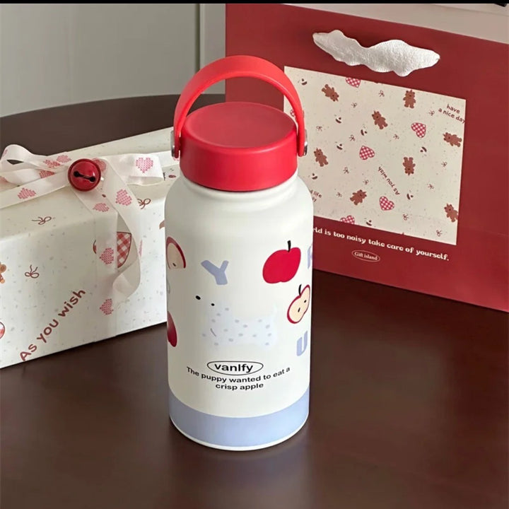 Ladies' insulation drinking bottle with creative animal design and practical flip lid Bowlift