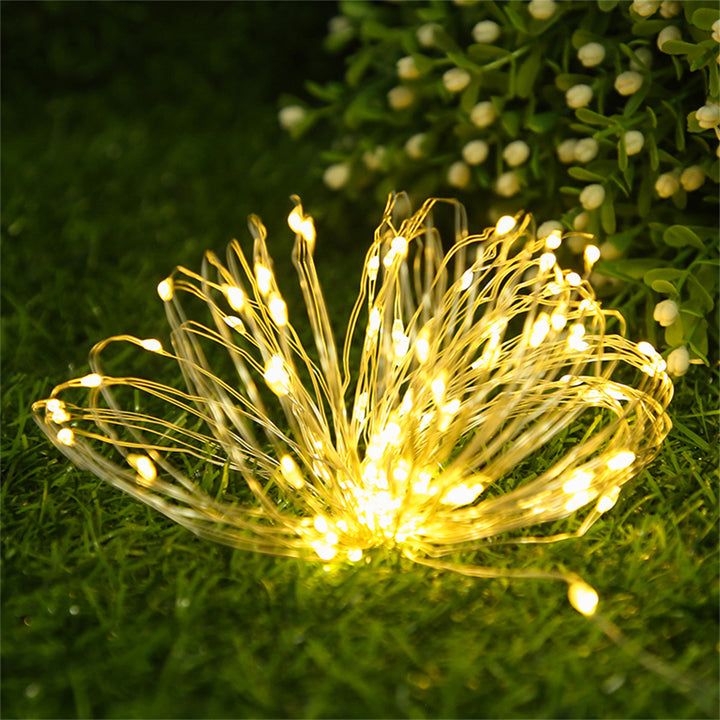 Outdoor Solar Copper Wire Fairy String Lights With Rechargeable Battery Box And Ground Stake Bowlift