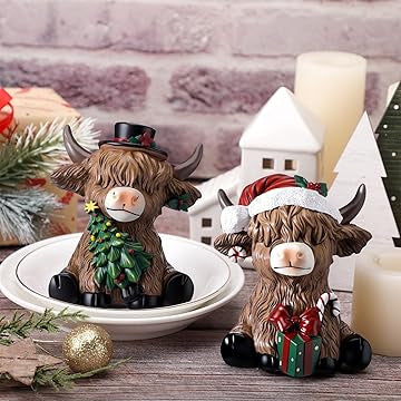 Decorative Highland Cow Figurine Bowlift
