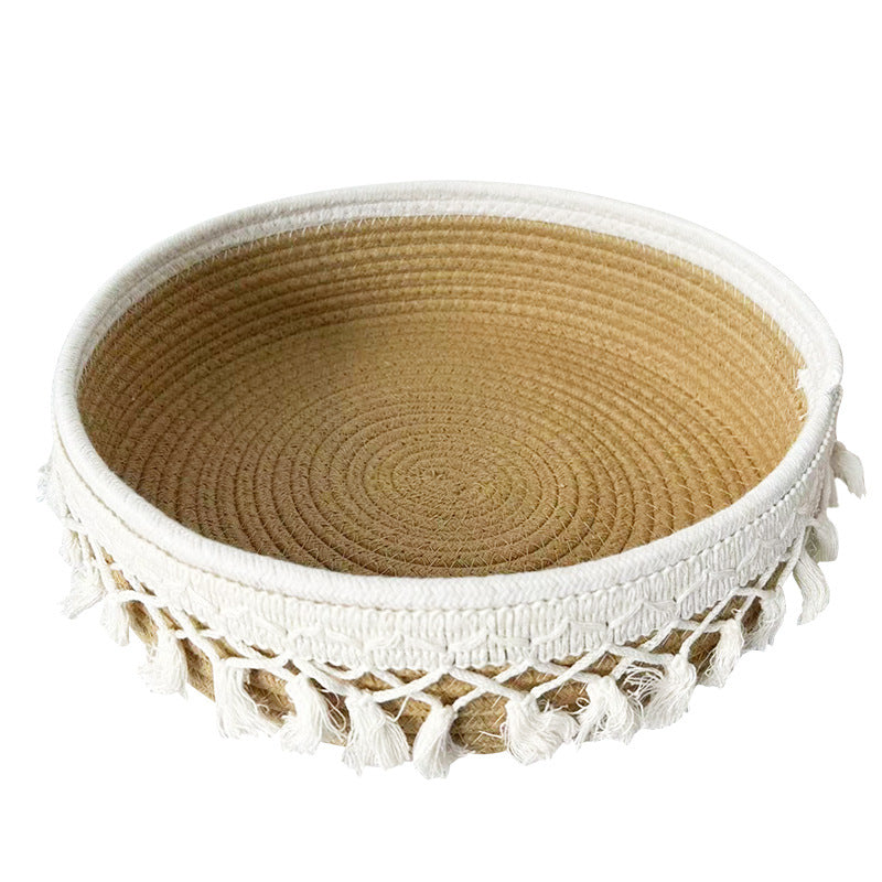 Women Decorative Storage Basket with Tassels Bowlift