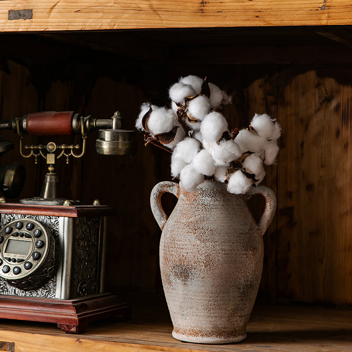 Rustic ceramic vase with handles Bowlift
