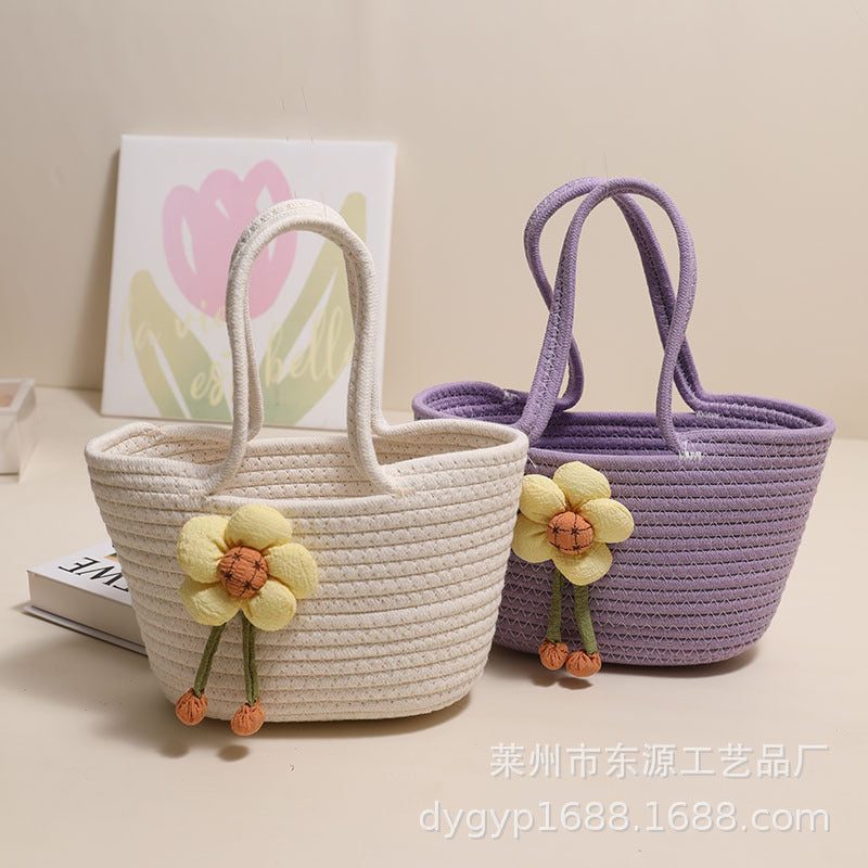 Handcrafted basket bag with floral accents Bowlift