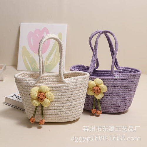 Handcrafted basket bag with floral accents Bowlift