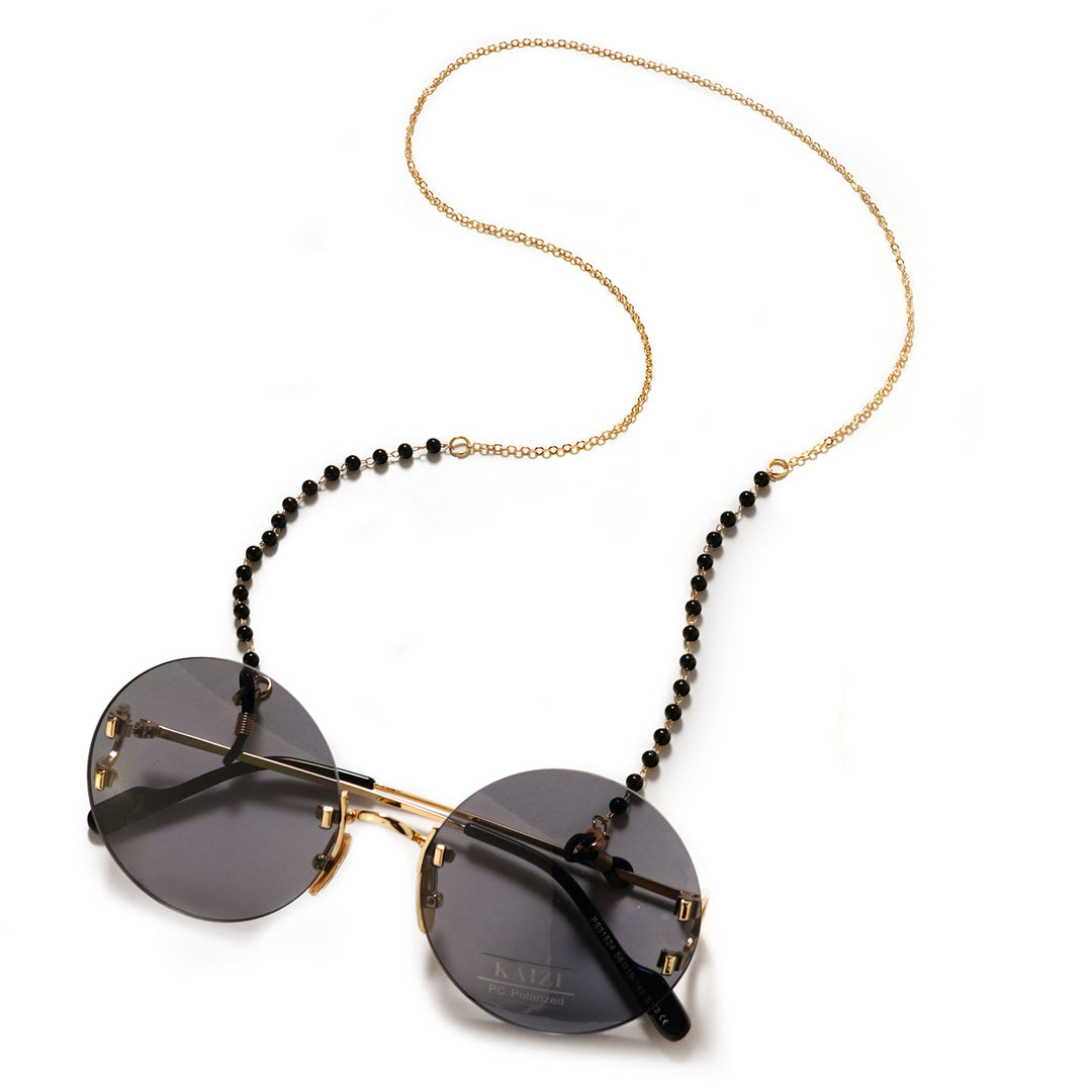 Premium Black Beaded Eyewear Chain Bowlift