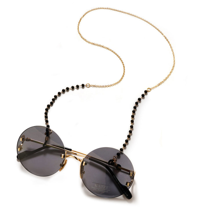 Premium Black Beaded Eyewear Chain Bowlift