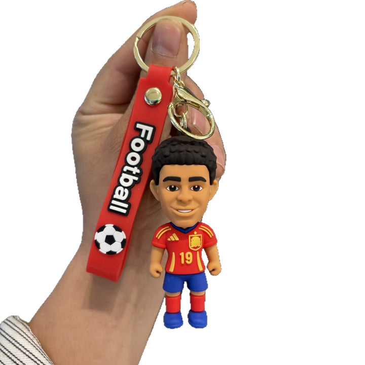 Collectible soccer player rubber keychain Bowlift