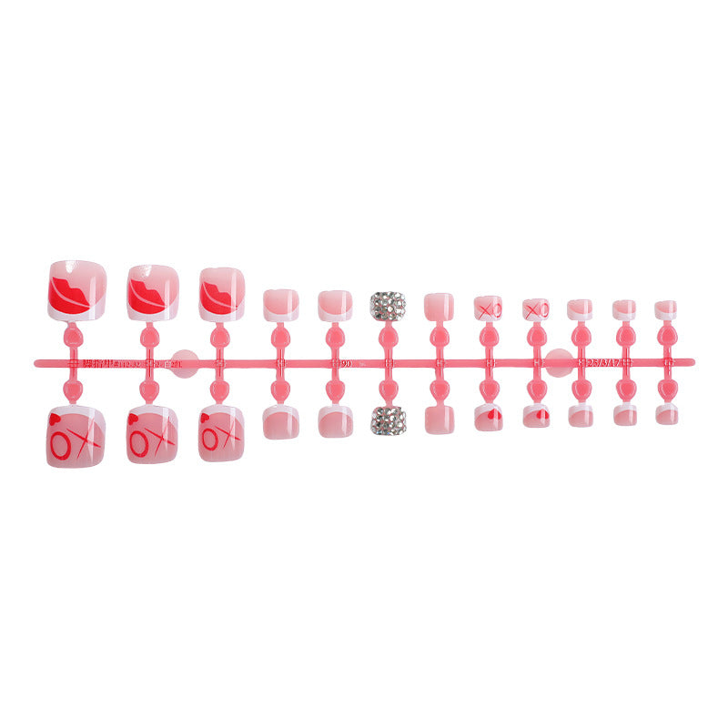Decorative Press-On Nail Art Set with Kiss and Heart Designs Bowlift