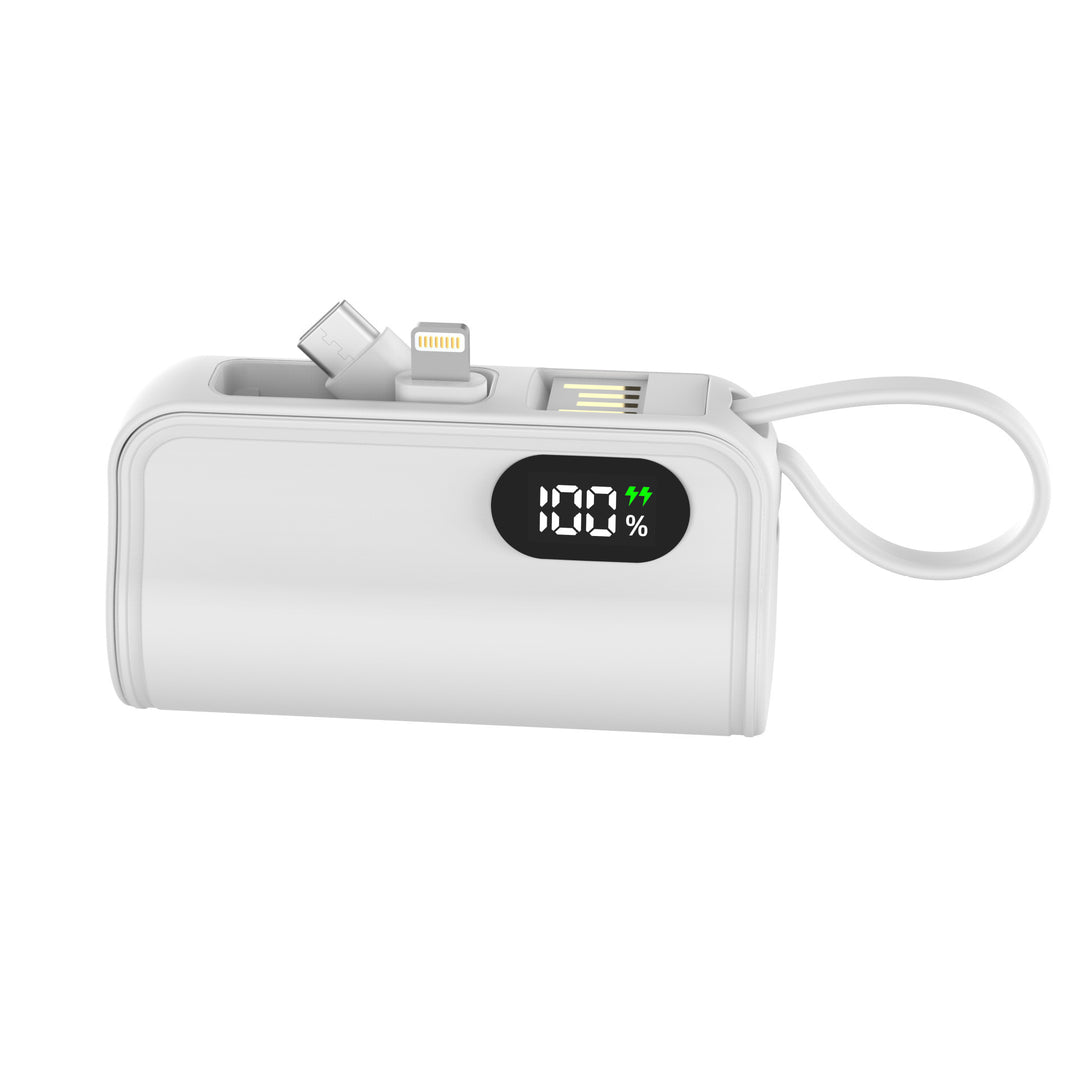 Portable power bank with integrated charging cable and digital capacity display Bowlift