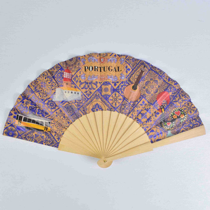 Ladies fan with cultural motif and elegant wooden frame Bowlift